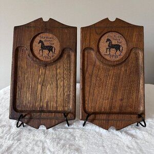Vintage Black Horse Inn sere wood appetizer snack wood trays